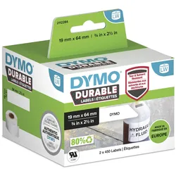 DYMO® Original Hochleistung Etikett für LabelWriterTM, Kunststoff - weiss - permanent haftend, widerstandsfähig, 2 x 450 Etiketten
