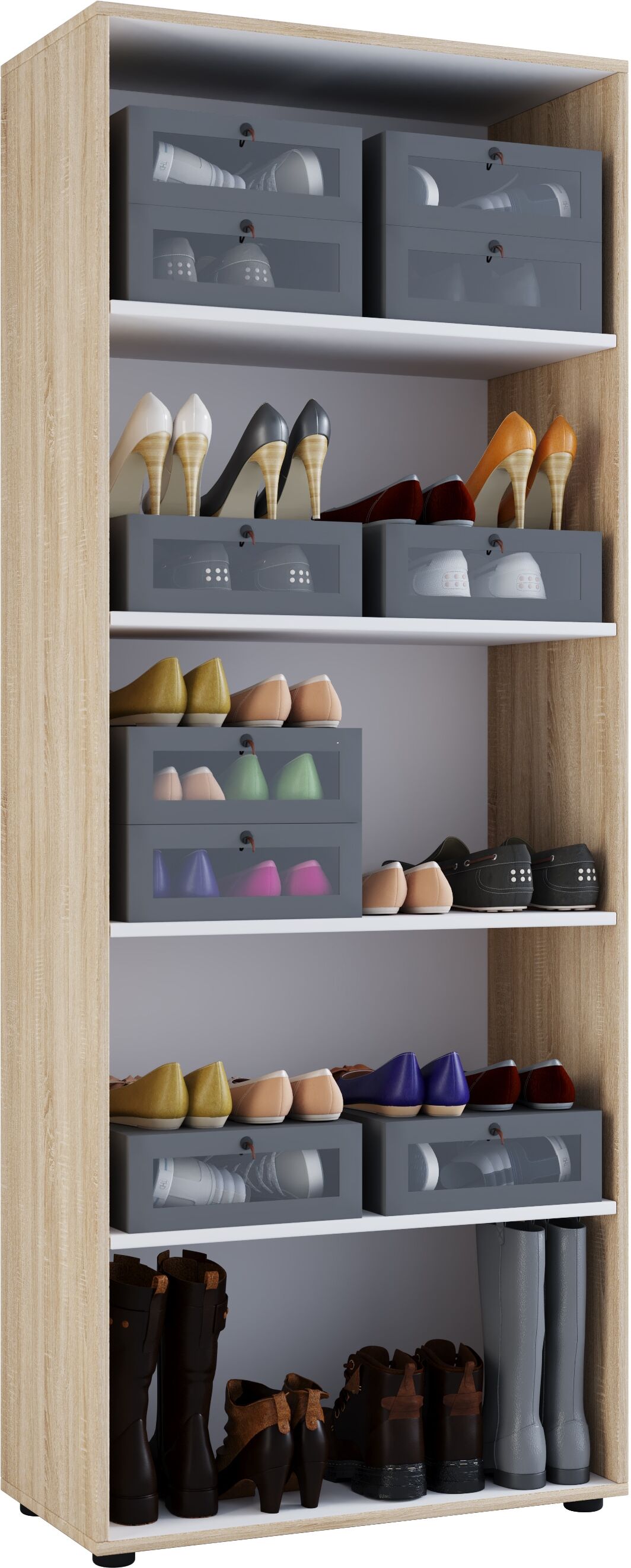 Schuhregal VCM "Holz Kleiderschrank Schuhschrank Vandol", braun (sonoma, eiche (sägerau)), B:70cm T:40cm, Schränke, Schuhregal