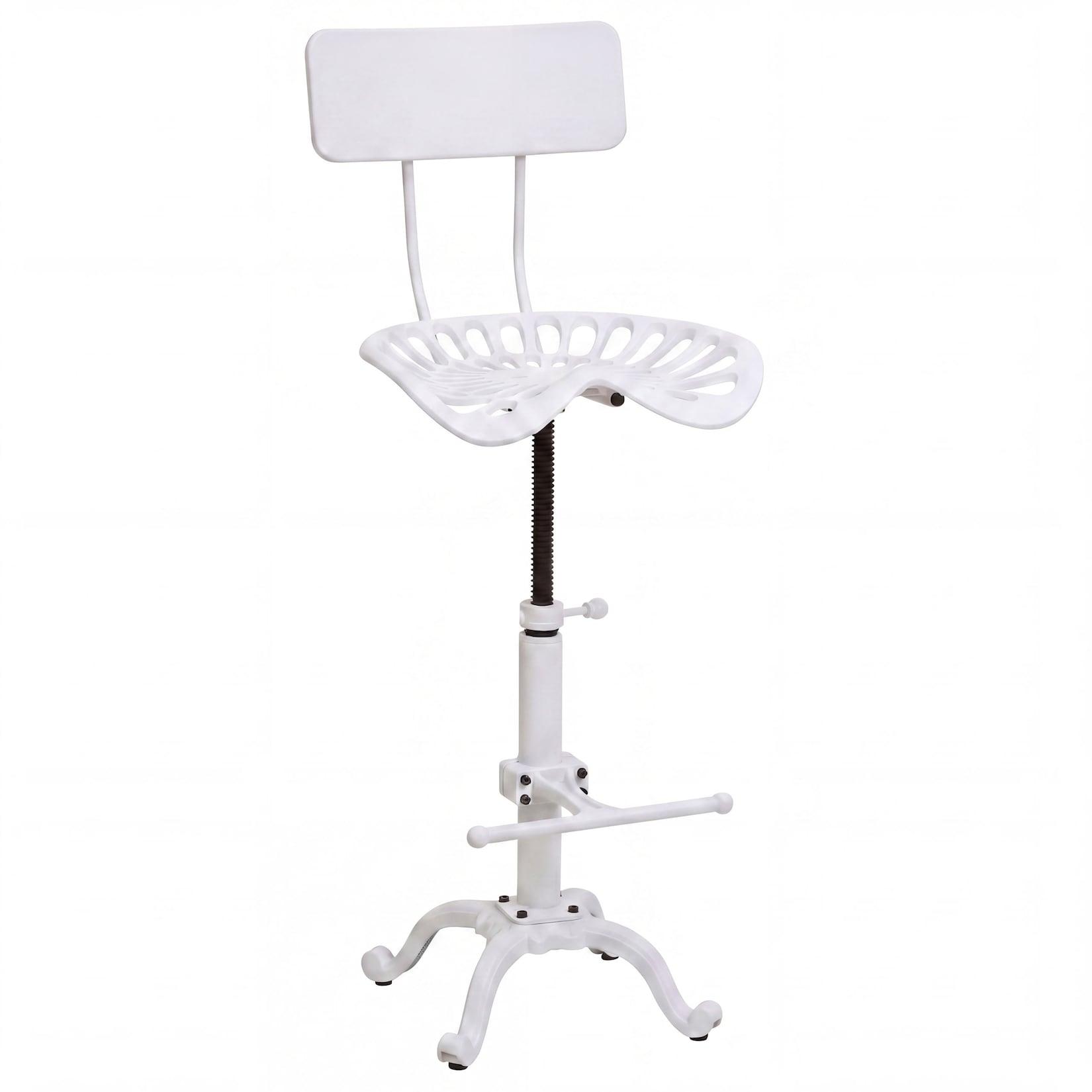 Barhocker MCW-N26, Barstuhl Tresenhocker, höhenverstellbar drehbar Fußablage Industrial Metall ~ weiß
