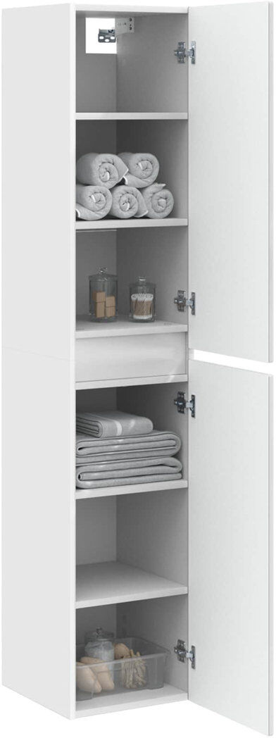 17 Stories Linen Cabinet High Gloss White 160cm H X 33cm W X 34.5cm D