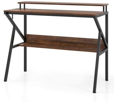 Compact Computer Desk Metal Fram Small Desk with Storage