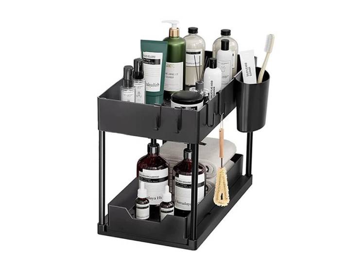 Rangement sous Evier Cuisine 2 Niveaux Lot de 1 Rangement Nior Rangement Dorganisateur 15.5cm x8.5cm x13.8-15.8cm EVIER DE CUISINE