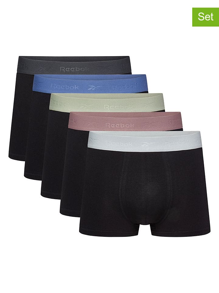 Reebok 5er-Set: Boxershorts "Reading" in Schwarz - L