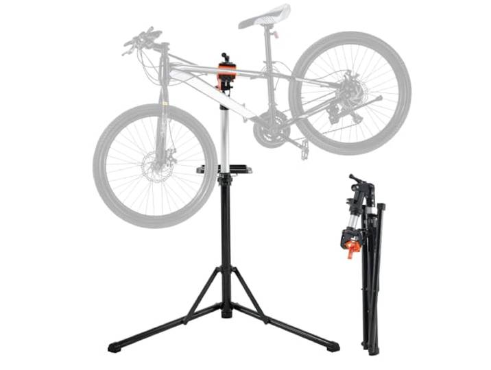 VEVOR Fiets Reparatie Stand, 65 lbs Heavy-duty Aluminium Fiets Reparatie Stand, Verstelbare Hoogte Fiets Onderhoud Werkstand met Magnetische Tool Tray Telescopische Arm, Opvouwbare Fiets Werkstandaard