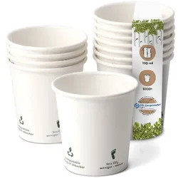 BIOZOYG 1000 Stück Espressobecher 100ml / 4oz Einwegbecher Pappbecher weiß mit Bedruckung, kompostierbar nachhaltig Partybecher Trinkbecher Biobecher