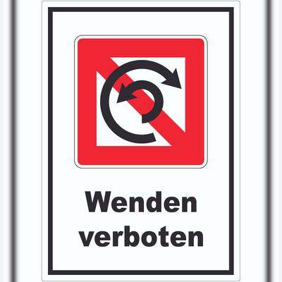 HB-Druck Wenden verboten Symbol und Text Wendeverbot A7 (74x105mm)