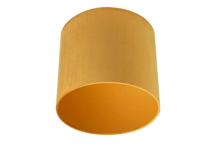 Leuchtenschirm Velour, Gelb, Metall, zylindrisch, E27, 24 cm, Lampen & Leuchten, Innenbeleuchtung, Lampenschirme