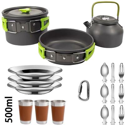 Uplift Essentials Camping Cookware Set Outdoor Cooking Pots Pans Teapot Travel Tableware For 2 To 3 People set 8
