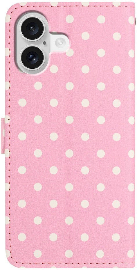 EIDERWOOD iPhone 17 Kunstlæder Flip Mobil Cover m. Polka Design - Lyserød