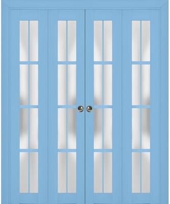 SartoDoors Veregio 7412   Closet Door Bi-fold Door   Solid Wood w/ Glass   Hardware Set   72x80, Antracite Bedroom Door