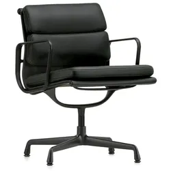 Vitra Besucherstuhl Soft-Pad Leder Premium F schwarz, Designer Charles & Ray Eames, 58x84.5x50 cm