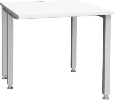 Schäfer Shop Genius Schreibtisch MODENA FLEX, 4-Fuß-Quadratrohr, verkürzte Seitenteile, B 800 mm, weiß
