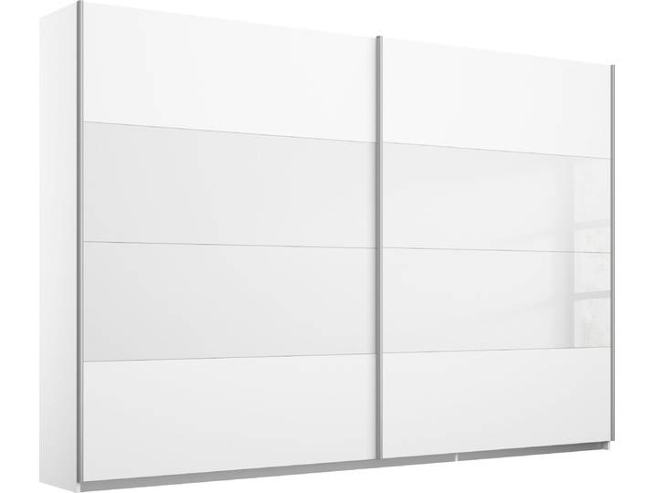 Schwebetürenschrank RAUCH Quadra Schlafzimmerschrank in vielen Breiten , weiss (weiß, weißglas), B:271cm H:210cm T:62cm, Holzwerkstoff, Schränke, Schwebetürenschrank, Kleiderschrank Garderobenschrank Schrank mit Glaselementen