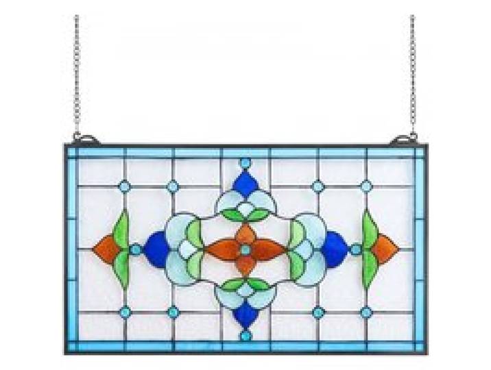 VEVOR Attrape-soleil Vitrail 66,4x40,2 cm, Vitrail Suspendu avec Chaîne, Style Tiffany, Rectangle Horizontal, Artisanat Traditionnel Vintage pour la Décoration de la Cuisine et de la Maison Fenêtre