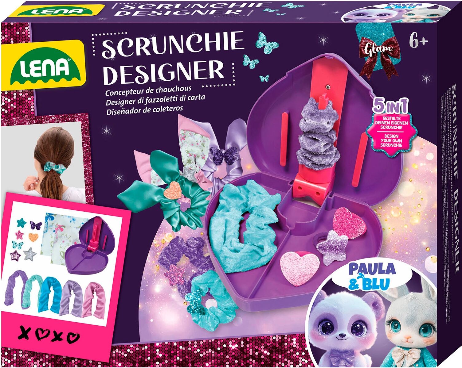 Kreativset LENA "Scrunchies Designer", bunt, Kreativsets, Kinder, Kunststoff, Kreativset