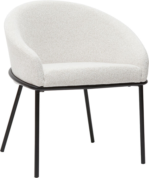 Miliboo Design-Stuhl aus weißem Chenille-Veloursstoff und schwarzem Metall JENNA