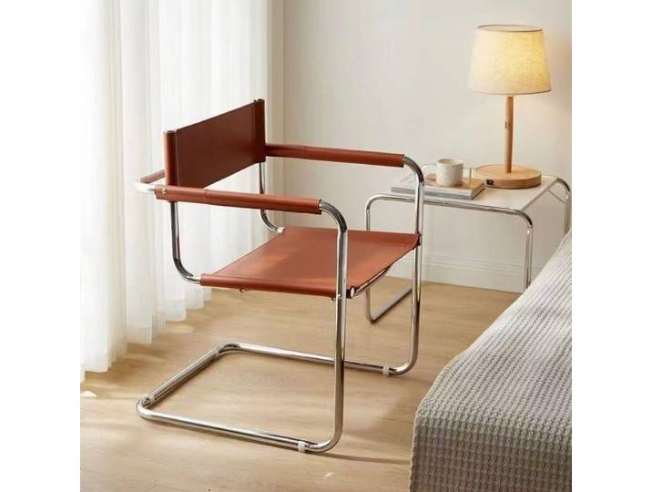 Fauteuil Vintage pour messieurs, selle en acier inoxydable, Chaise de salle à manger en cuir, Bauhaus, Chaise de Salle à manger, nouvelle collection