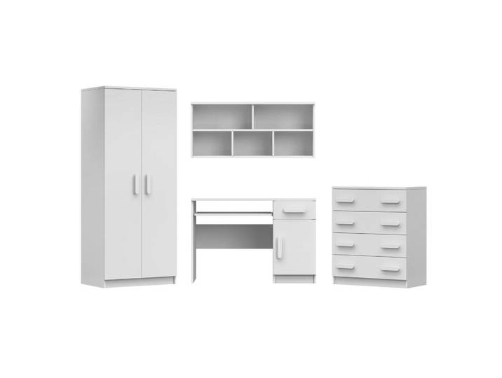 Deine Möbel 24 Kinderzimmer-Set Inge III Weiß/WeißEiche 4-teilig, 270x193x50 cm, Babymöbel & Kindermöbel, Kinderzimmer & Jugendzimmer, komplette Jugendzimmer