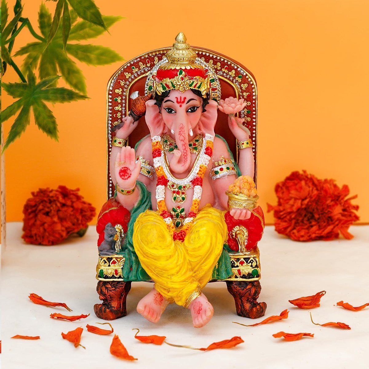 Dailygoods Ganesh Standbeeld - Handgemaakt Hindoeïstisch Idool voor Decoratie en Diwali