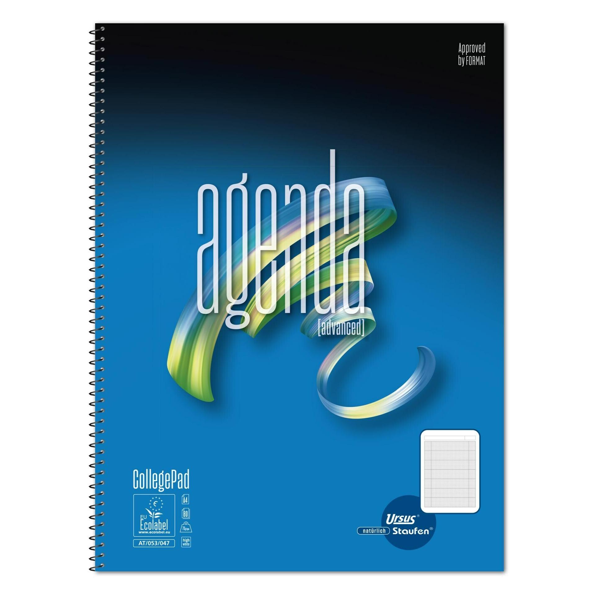Ursus Collegeblock A4 80 Blatt kariert weiss (A4, Kariert, Harter Einband) (608547000)