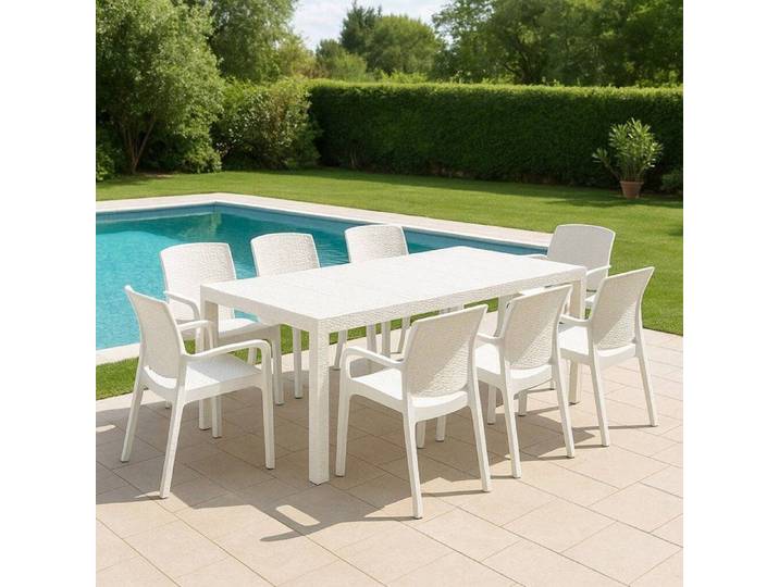 Ensemble Salon de Jardin Arret Dmora Plastique Blanc