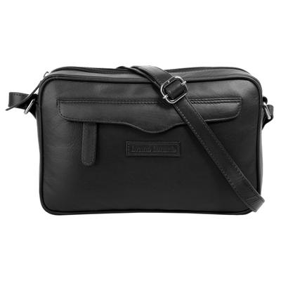 Umhängetasche BRUNO BANANI "BRUNO BANANI Damen echt Leder", Damen, Gr. B/H/T: 25cm x 16cm x 6cm onesize, schwarz, Leder, unifarben, Taschen Umhängetasche, echt Leder