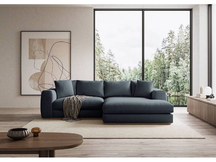 Ecksofa Palabra Blau Chenille Marisa 284 x 78 x 170cm Longchair davorstehend rechts Modern