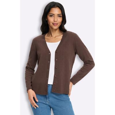 Strickjacke CLASSIC BASICS, Damen, Gr. 48, braun (schoko), 100% Polyacryl, unifarben, Strickjacken Strickjacke