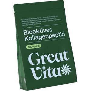 GreatVita Kollagen Bioaktives Kollagenpeptid, Typ 1 & 3, Pulver, gut löslich & geschmacksneutral, 400 g