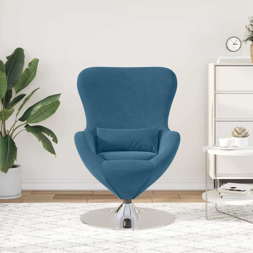 vidaXL Fauteuil œuf Bleu Velours