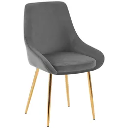 CLP Esszimmerstuhl Elmira Samt gold   Farbe: dunkelgrau, Material Gestell: Metall gold