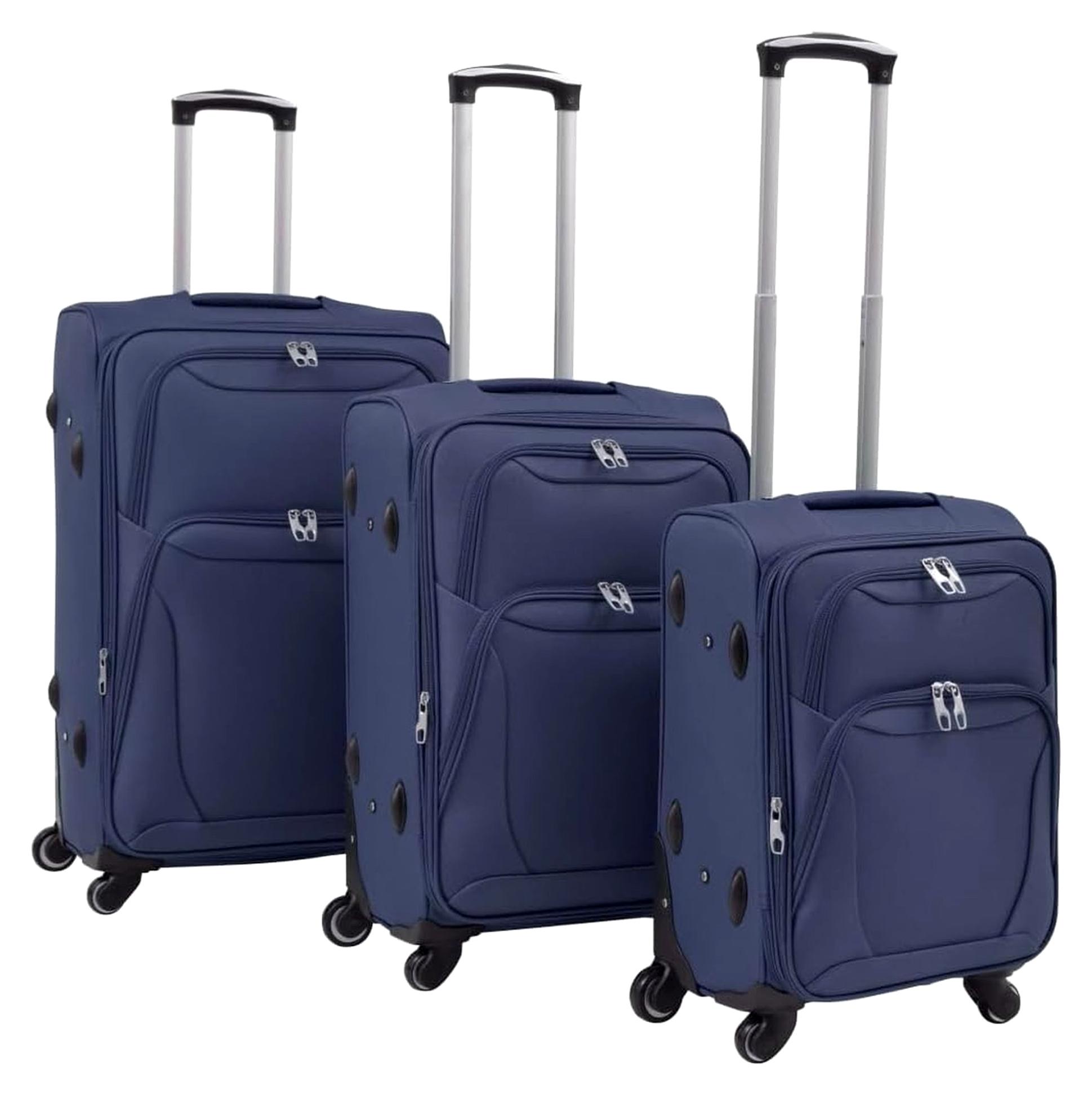 3-teiliges Reisekoffer-Set mit 4 Rollen und Weichgepäck