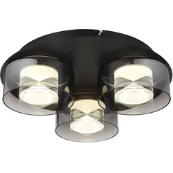 Deckenleuchte Deckenlampe LED Wohnzimmerleuchte Metall Glas Rauchfarbe D 38 cm