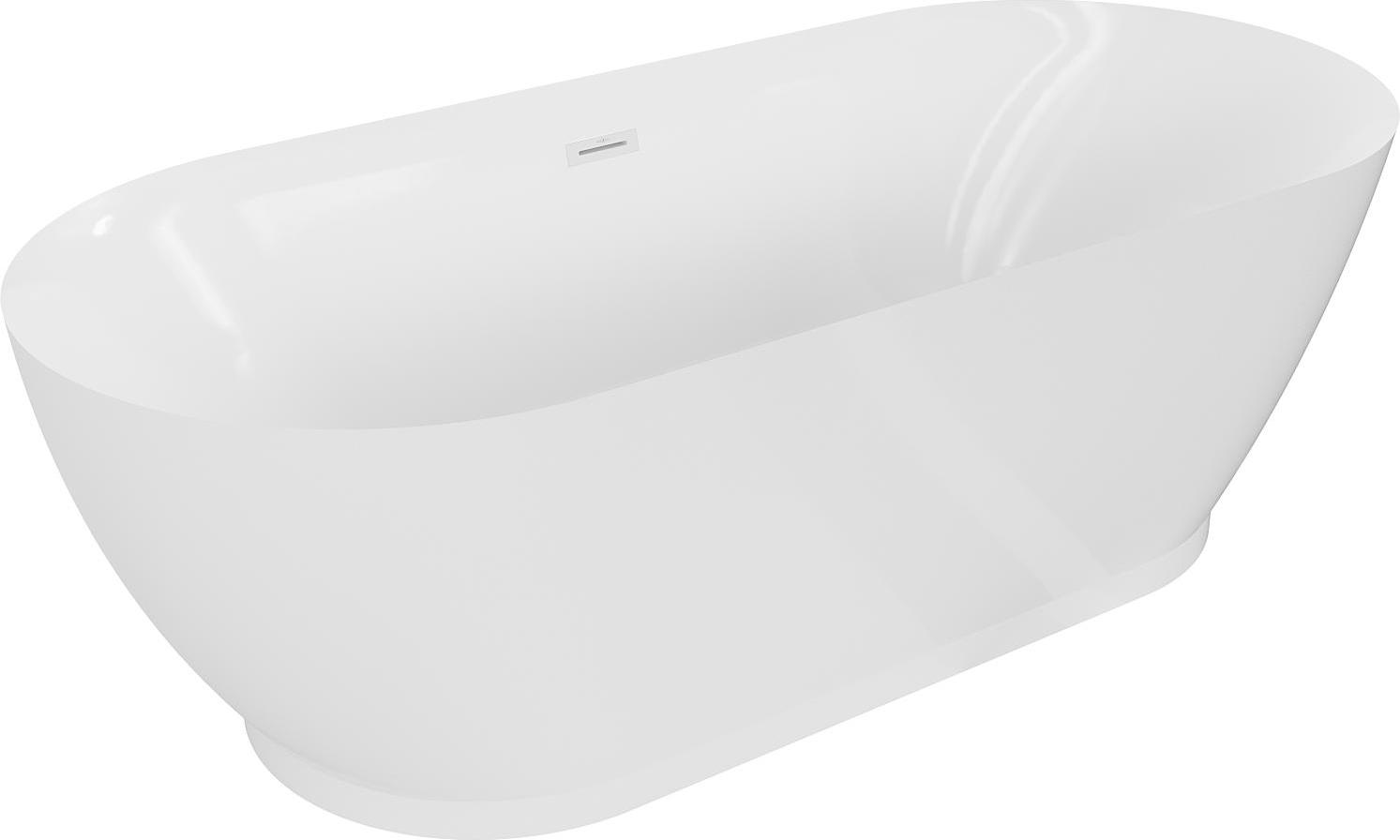 Mexen Roxy freistehende Badewanne 180 x 85 cm, weiß, Überlauf weiß - 51201808500-20