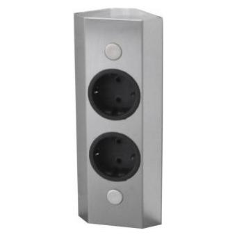 Thebo Eck-Steckdosenelement BODA 2f Steckdose, Edelstahl, 2m (410394)