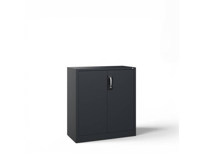 C+P Acurado Metal Cabinet, Black, with key, 93 x 100 x 40 cm, New - Also perfect as a filing cabinet