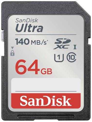 SanDisk SDXC Ultra 64GB (Class 10/UHS-I/140MB/s) SDHC-Karte 64 GB UHS-Class 1 Wasserdicht, stoßsicher