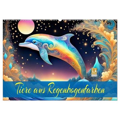 Tiere aus Regenbogenfarben (Wandkalender 2027 DIN A2 quer), CALVENDO Monatskalender
