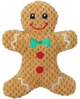 Inspire Curations Christmas Donut Squeaky Plush Dog Toy For Small & Medium Dogs gingerbread Man