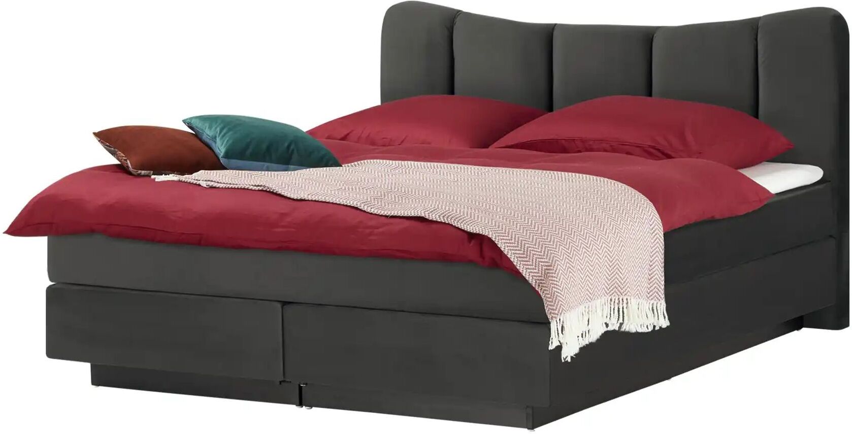 Höffner Boxspringbett  Dalur ¦ grau ¦ Maße (cm): B: 200 H: 110