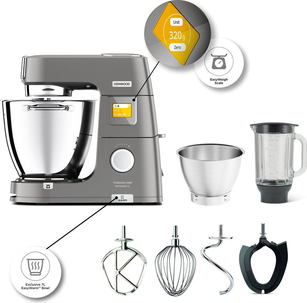 Kenwood KWL90.124SI, 7 l, Grau, Edelstahl, Drehregler, Berührung, Mischung, Kneten, Mixen, 16 Eier, LCD