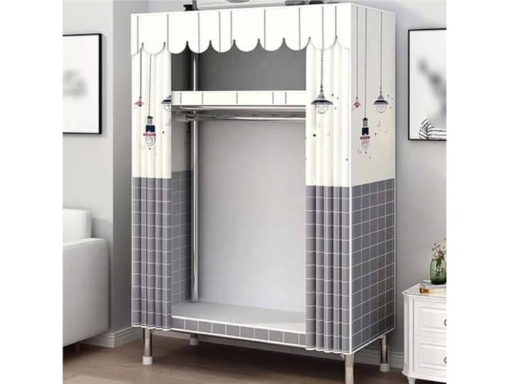 Tragbarer Kleiderschrank, 1 Stück, stehend, tragbar Strapazierfähiges Polyester-Baumwollgewebe, wasserdicht und waschbar. Stahlstangen. Einfache Montage. Schlafzimmer 003