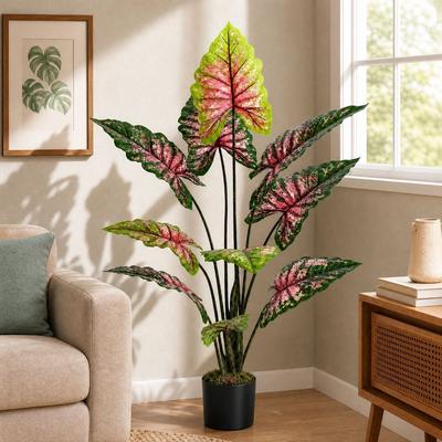 YVANLA Artificial Plant Fake Caladium Plant Potted