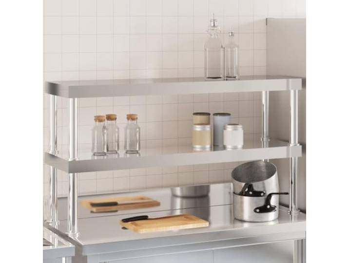 Molumvel Edelstahl Aufsatzboard 110x30x65 cm für Küchentisch, 2 Ablagen Küchenregal für Gastronomie, Arbeitsbereich Erweiterung