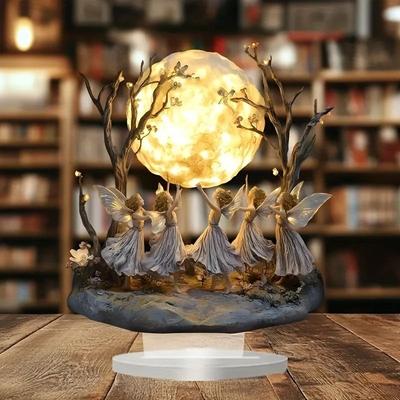 Inspired Finds Moon Elf Acrylic Tabletop Decor Mystical Fantasy Desk Ornament With Stand Moon Elf Acrylic Tabletop Decor Mystical Fantasy Desk Ornament With Stand