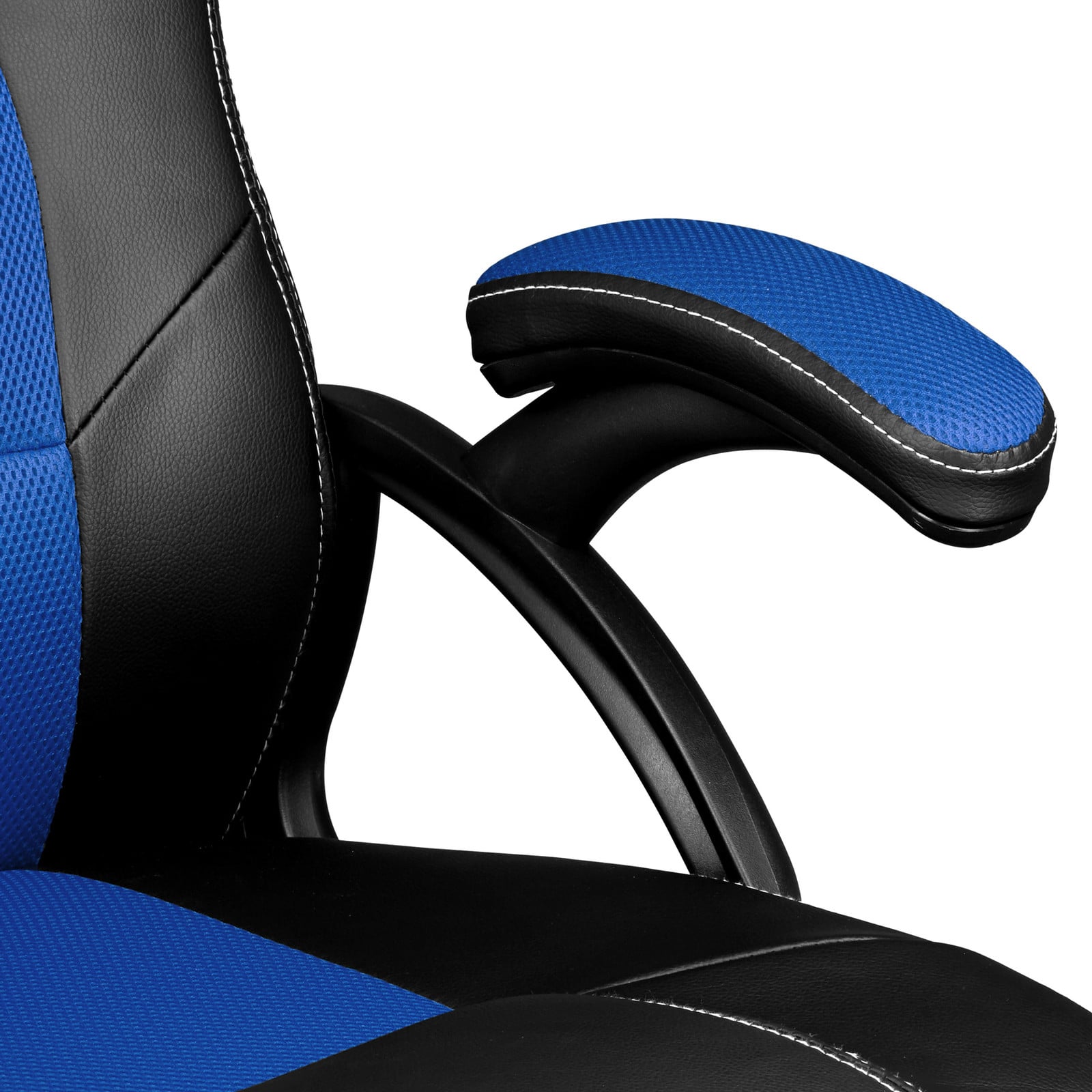 TecTake GmbH Bureaustoel Tyson zwart/blauw met armleuningen en 360 graden draaibaar