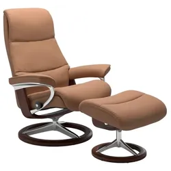 Stressless Sessel mit Hocker View Signature Leder Braun Batick Latte S (Small)