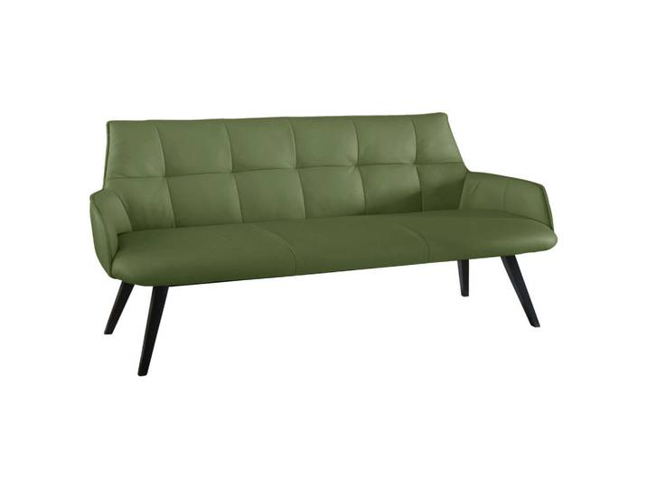 Novel Sitzbank, Grün, Holz, Echtleder, Color-Finish-Leder, Rauleder, Buche, massiv, 3-Sitzer, 160x89.5x64 cm, Fsc, Lederauswahl, Esszimmer, Bänke, Sitzbänke