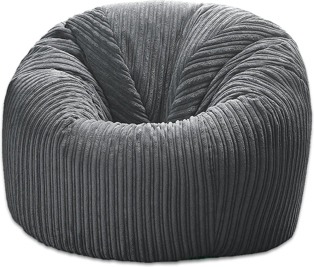 Harriet Bee Corduroy Refillable Classic Bean Bag Grey
