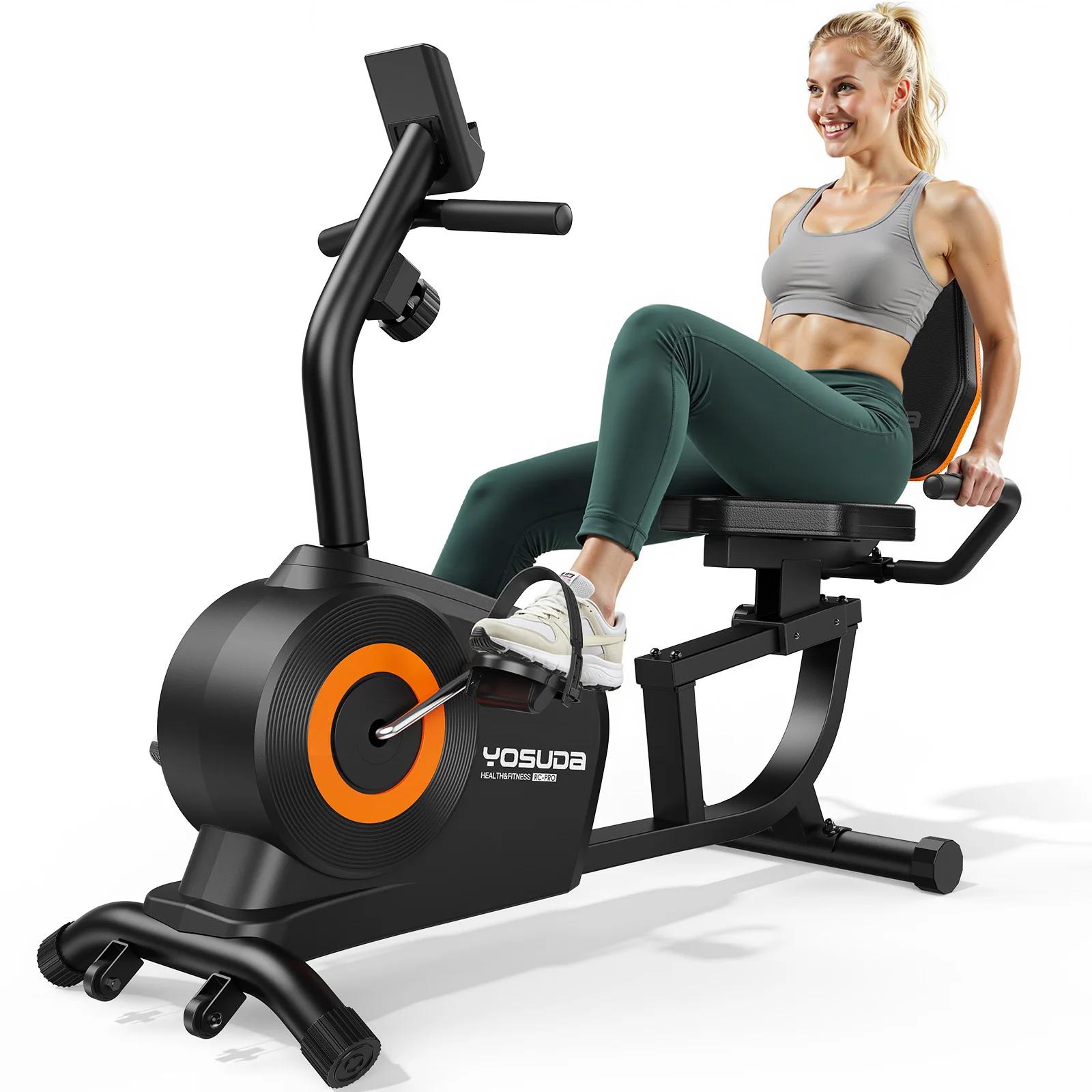 Liegeergometer Heimtrainer RE1 - 16-stufiger Magnetwiderstand - Leiser Betrieb - Verstellbarer Sitz - LCD-Display & Pulssensor - Bis 160 kg - Schwarz